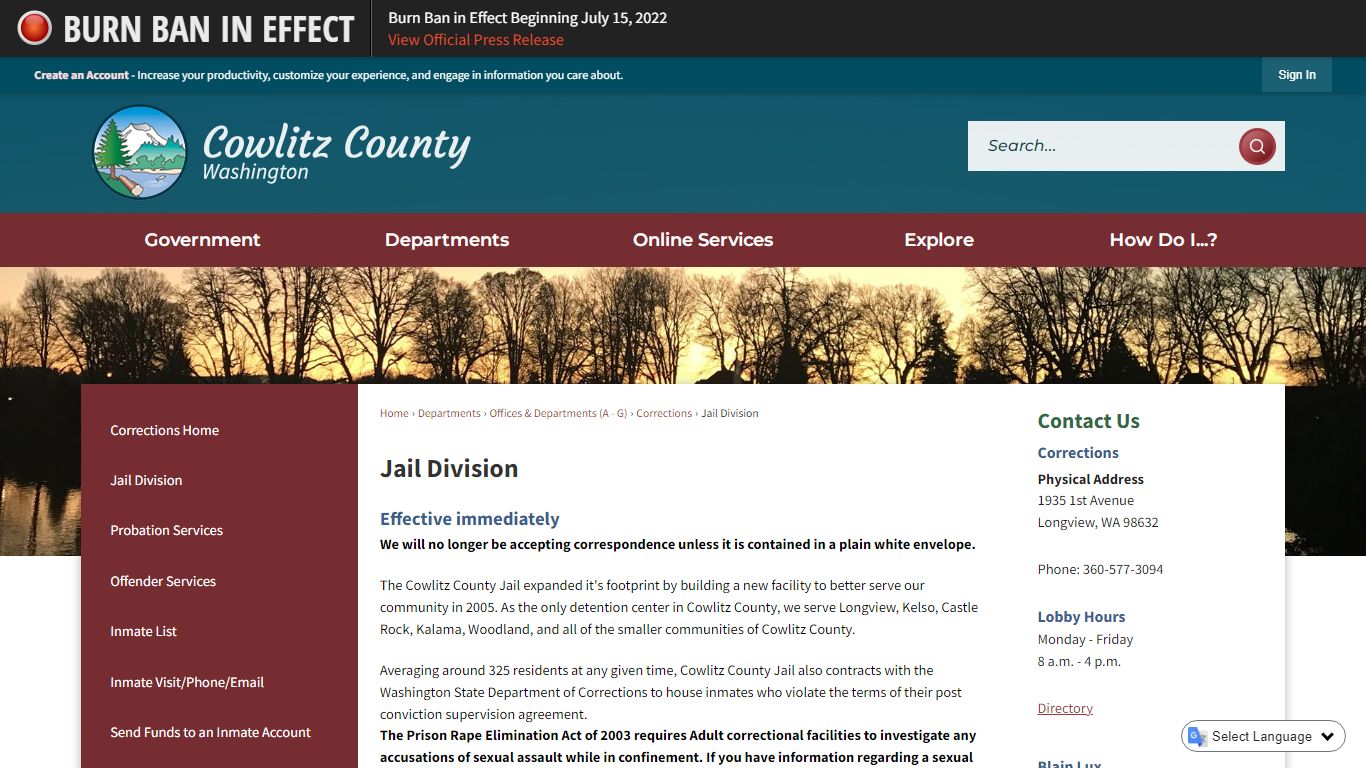 Jail Division | Cowlitz County, WA - Official Website